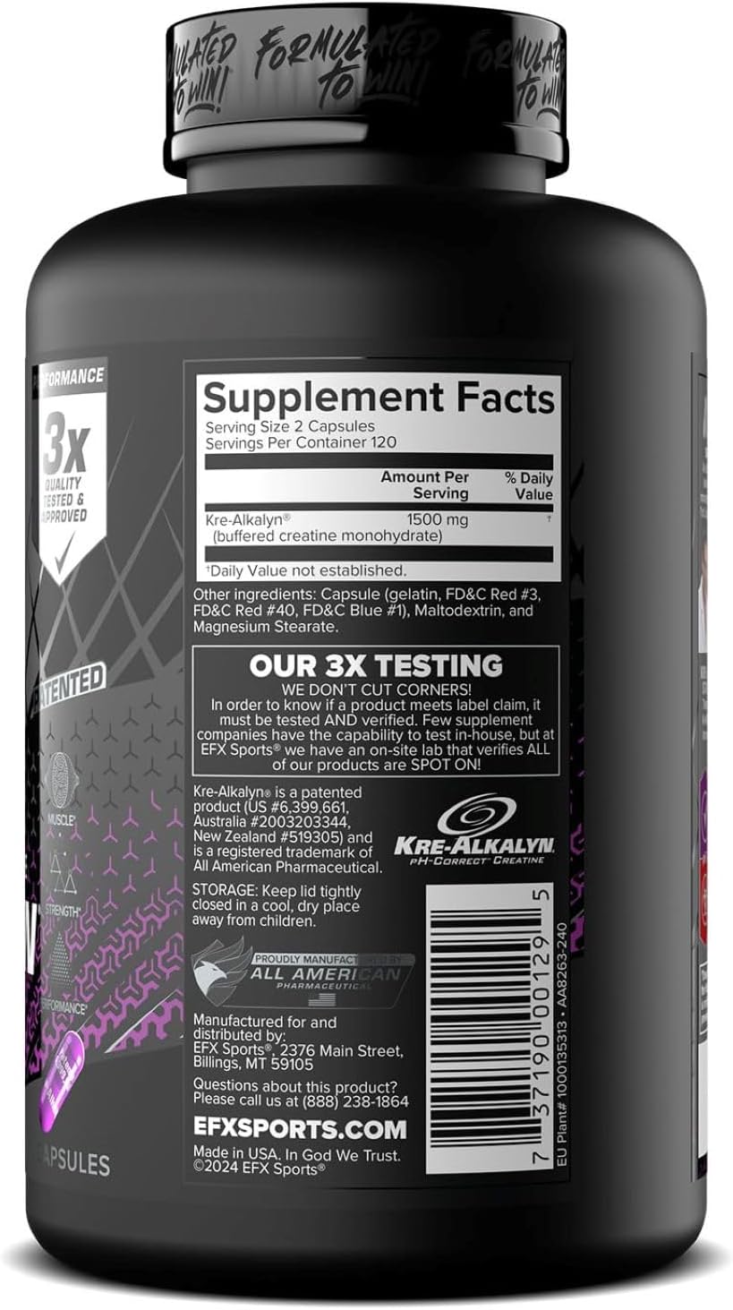EFX Sports Kre-Alkalyn EFX – pH-Correct Creatine (240 Capsules)