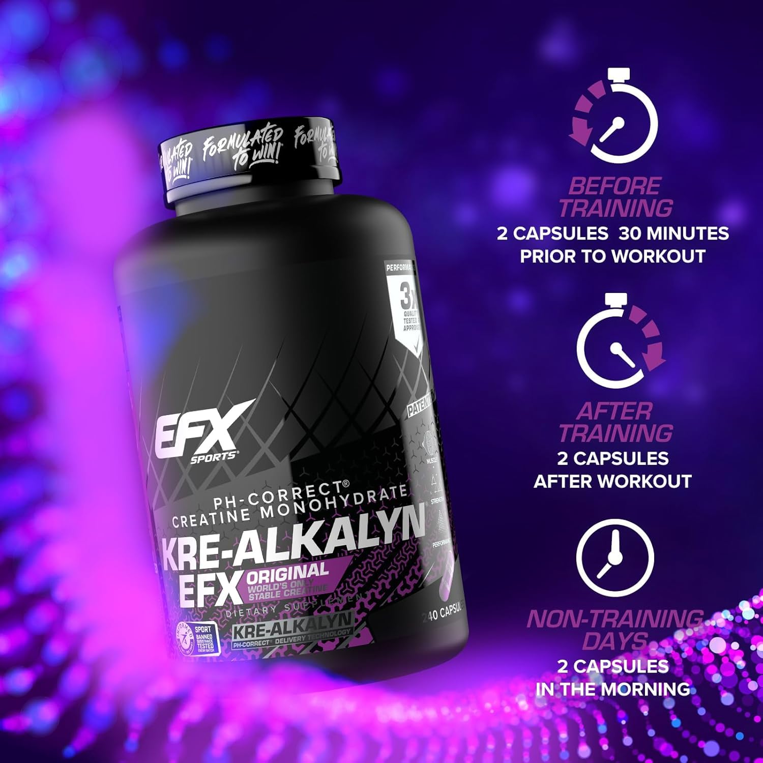 EFX Sports Kre-Alkalyn EFX – pH-Correct Creatine (240 Capsules)