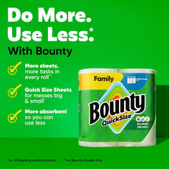 Bounty Quick Size Paper Towels – 8 Family Rolls (Equals 20 Regular Rolls)
