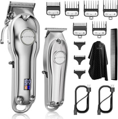 SUPRENT® Silver Edition Pro Barber Kit Cordless Hair Clipper T-Blade Trimmer