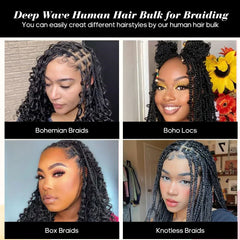 Brazilian Deep Wave Braiding Hair – 14” Boho Braids, 2 Bundles